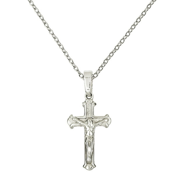 Sterling Silver Petite Hollow Cross Adjustable Necklace 16-18 Inch 